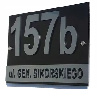 Číslo domu budova 3D INOX Hliníková doska